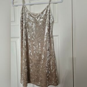 Essue Champagne Velvet Lace Spaghetti Strap Mini Slip Dress Size Small